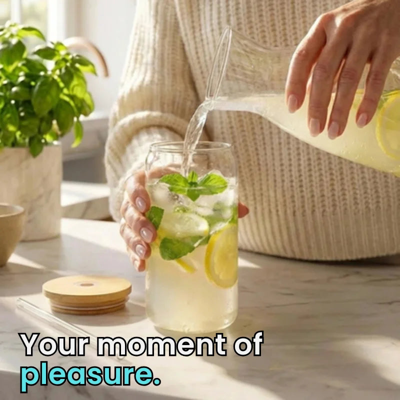 2 Premium Glass & Bamboo Cup