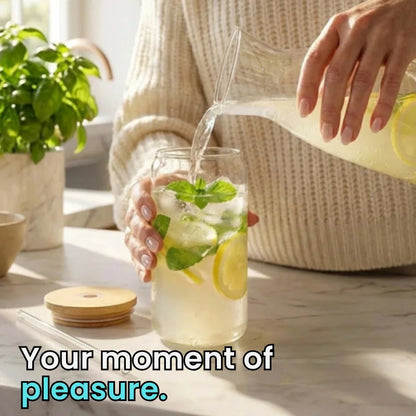 2 Premium Glass & Bamboo Cup