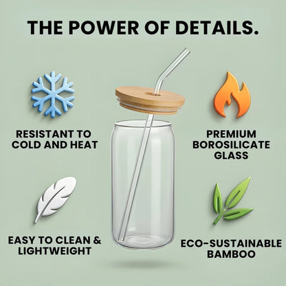 2 Premium Glass & Bamboo Cup