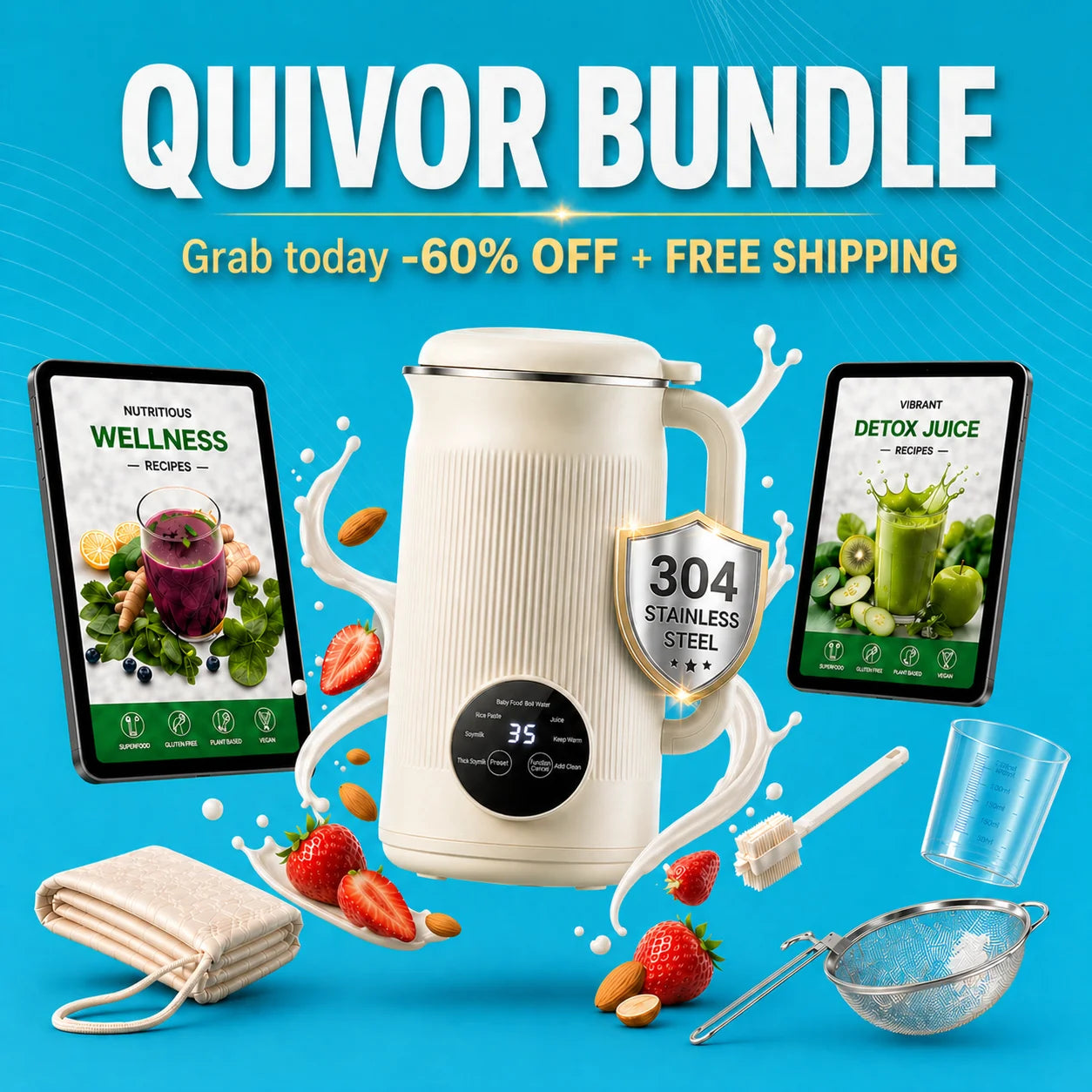🇨🇦 Quivor – The 8-in-1 Multifunction Nut Milk, Juice Maker & More.