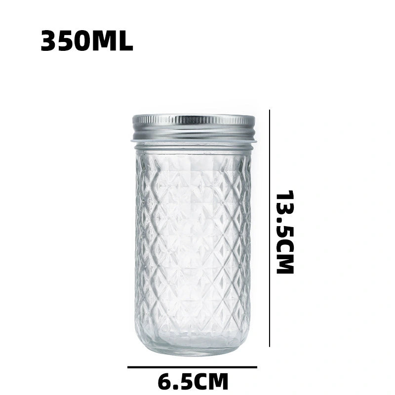 2 Premium Faceted Glass Jar – 350ml