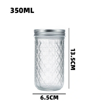 2 Premium Faceted Glass Jar – 350ml