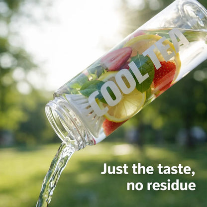 Portable bottle with built-in anti-pulp filter