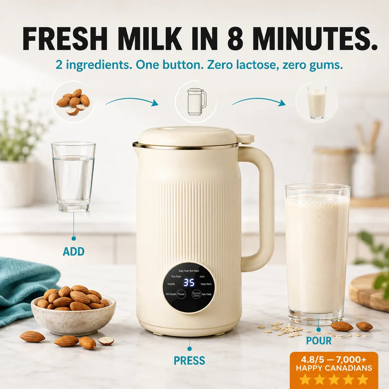 🇨🇦 Quivor – La machine 8-en-1 multifonction pour laits végétaux, jus et plus encore.