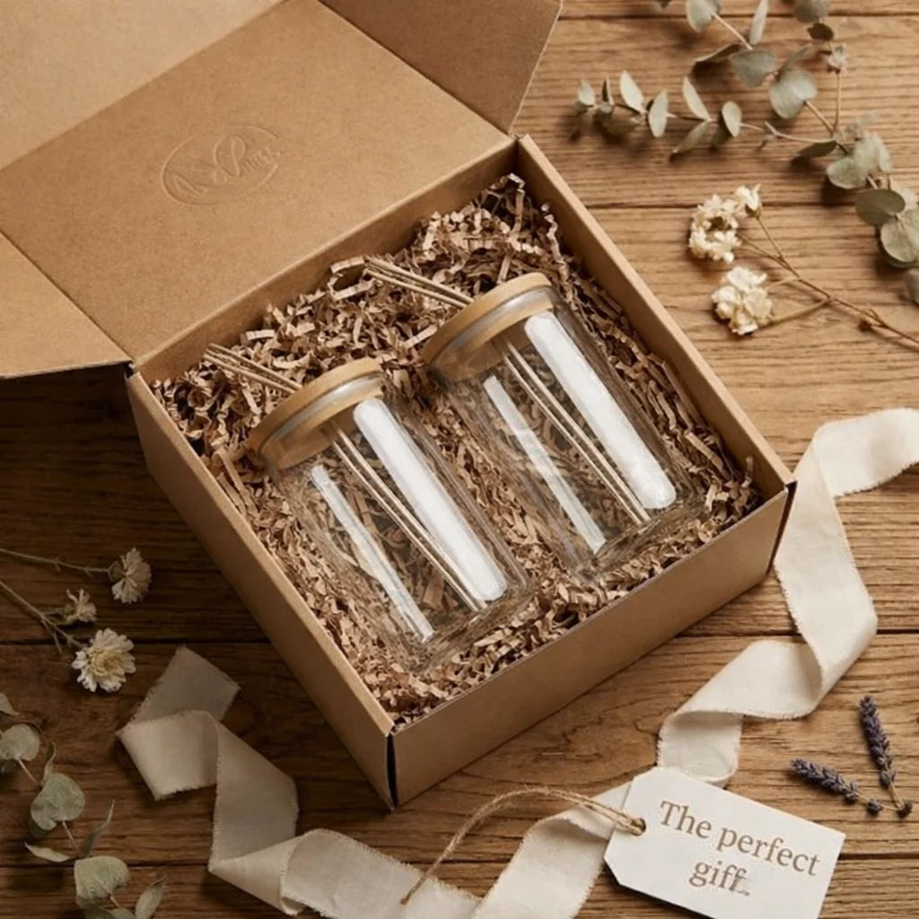 2 Premium Glass & Bamboo Cup