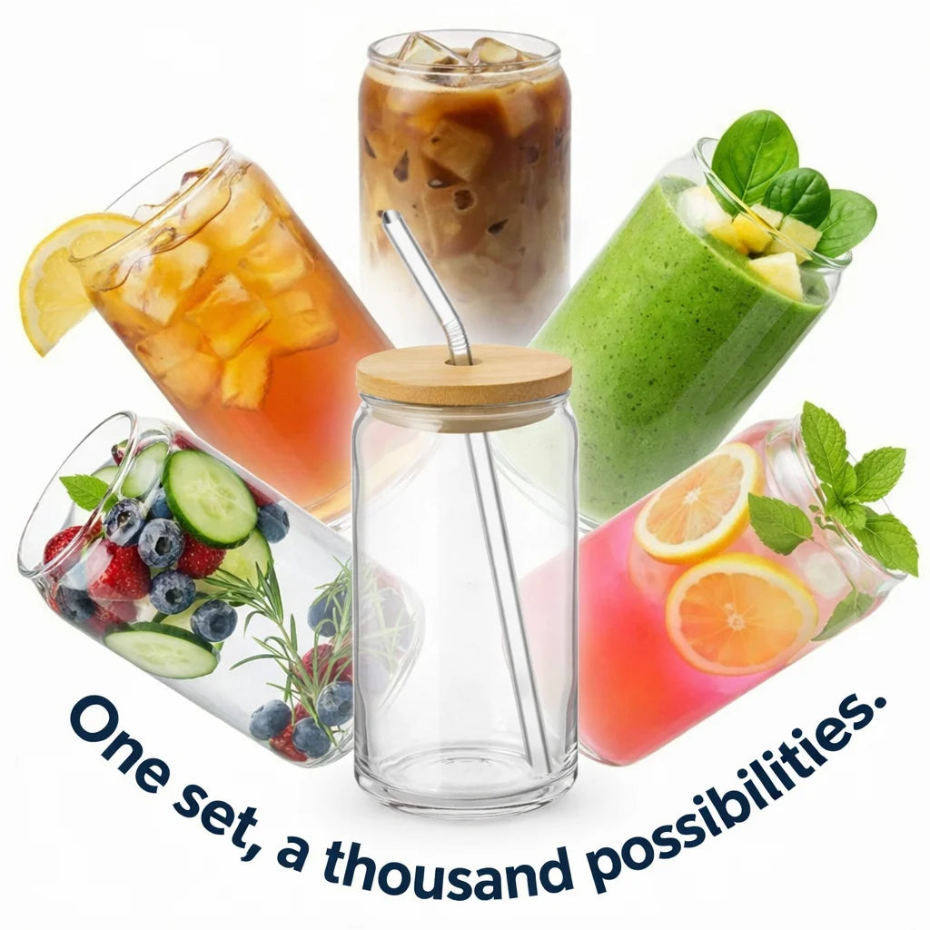 2 Premium Glass & Bamboo Cup