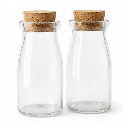2x Mini Glass Cork-Top Jars