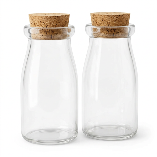 2x Mini Glass Cork-Top Jars