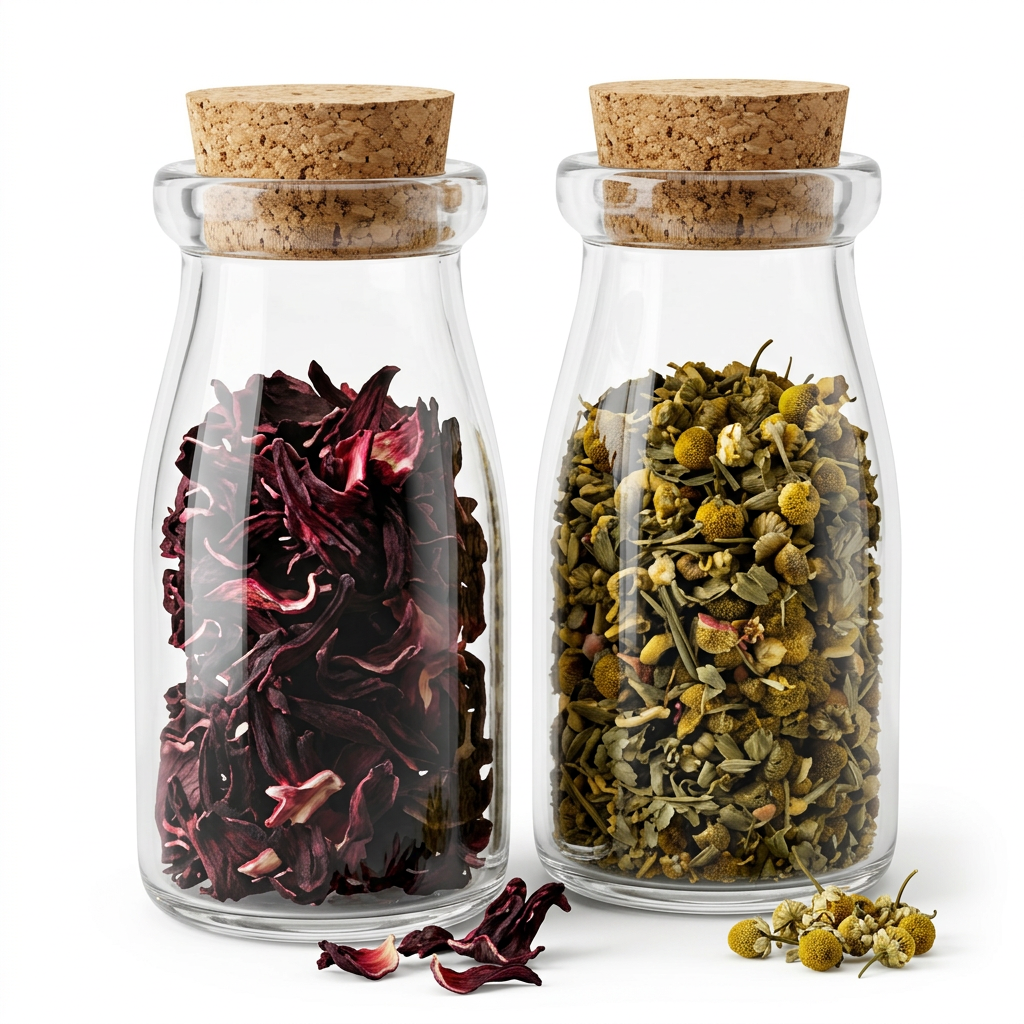 2x Mini Glass Cork-Top Jars